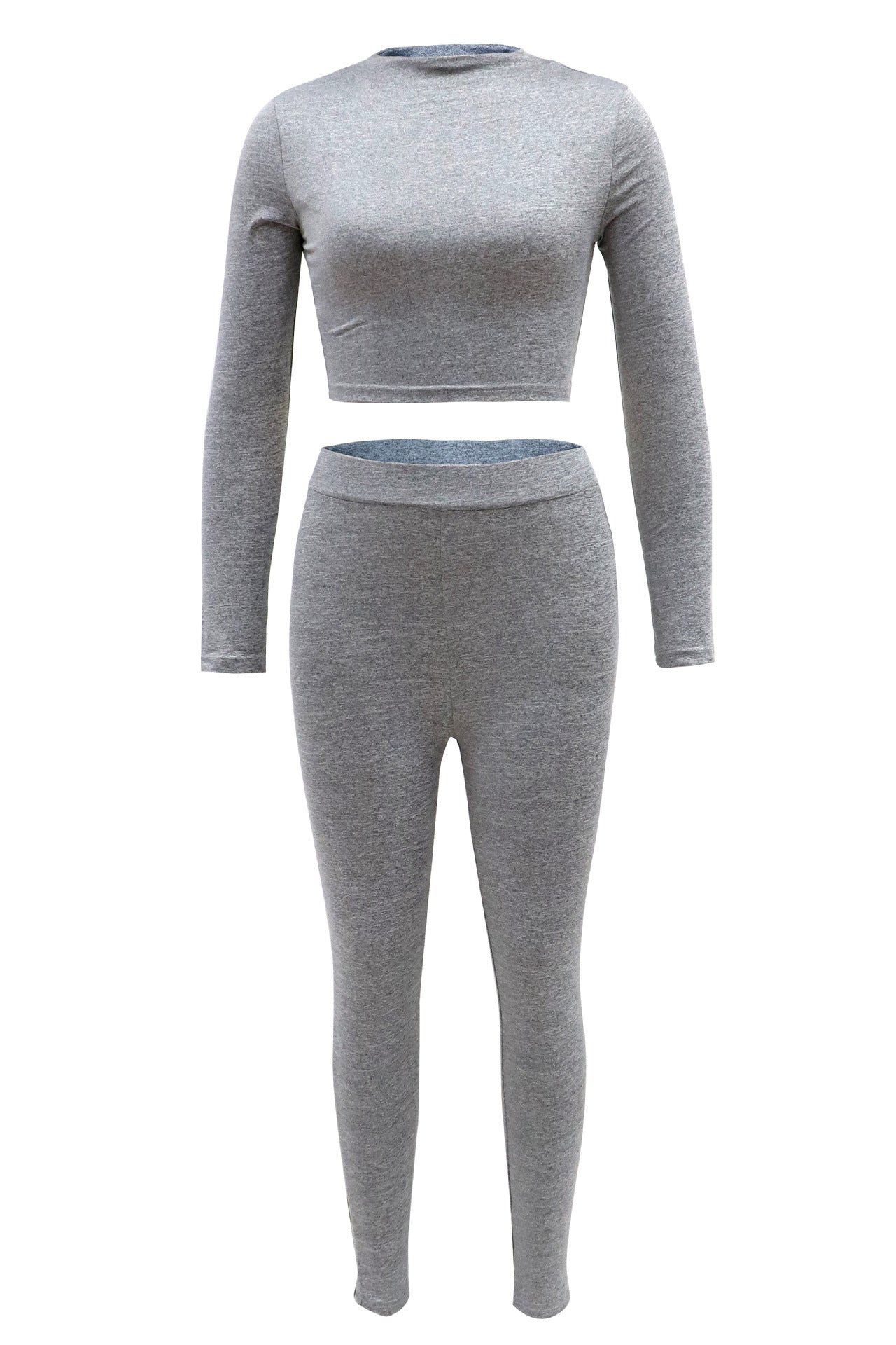 Conjunto de Top Corto de Manga Larga y Pantalón de Cintura Alta para Mujer de Otoño