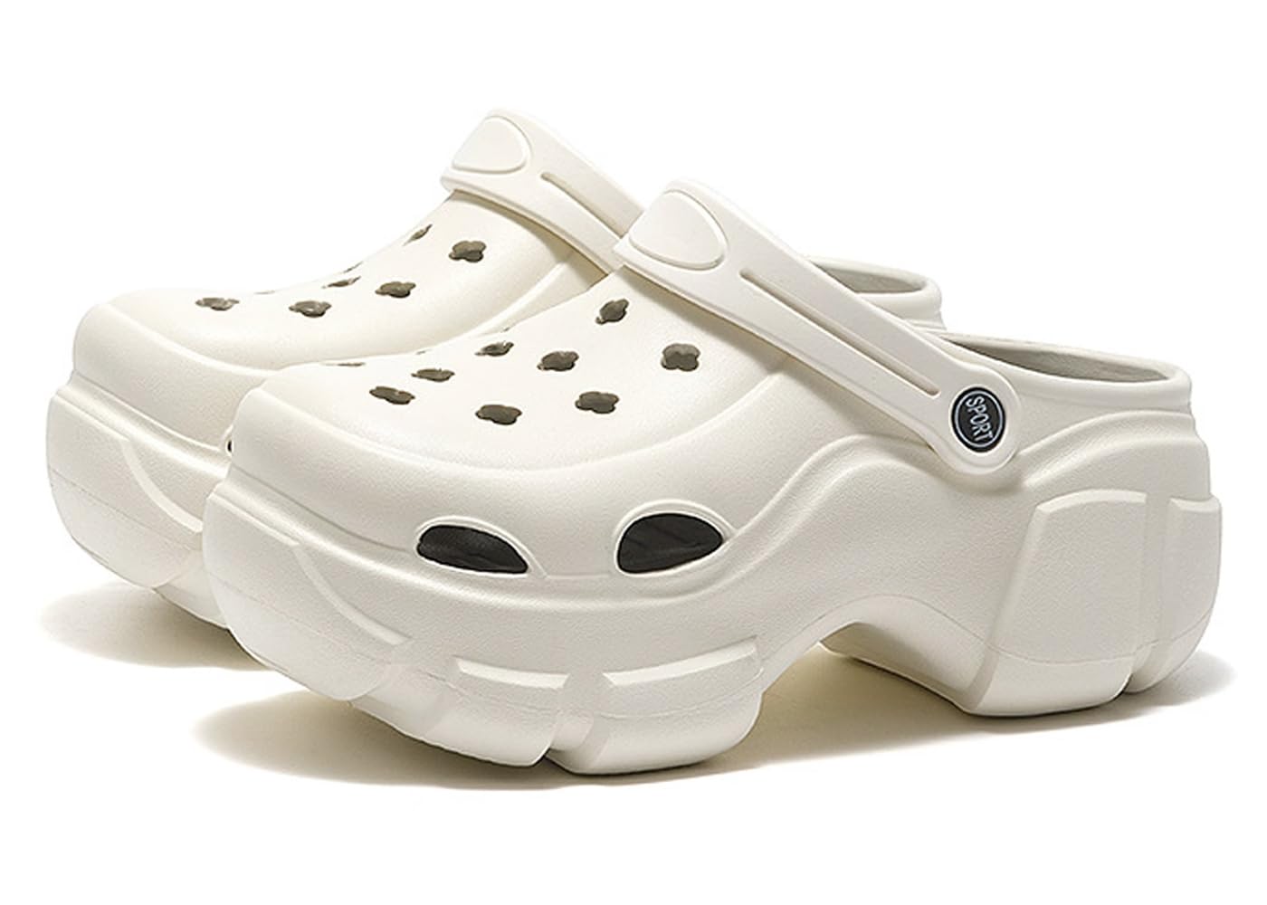 Zuecos Solaud Plataforma Alta para Mujer Sandalias Tipo Zueco con Cuña Cómodas y Clásicas Deslizables para Jardín en Blanco