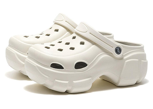 Zuecos Solaud Plataforma Alta para Mujer Sandalias Tipo Zueco con Cuña Cómodas y Clásicas Deslizables para Jardín en Blanco