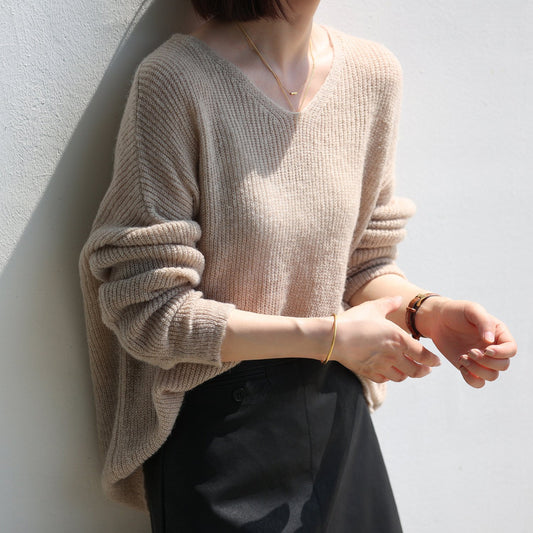 Suéter Coreano de Cuello en V en Diseño de Estilo Otoñal