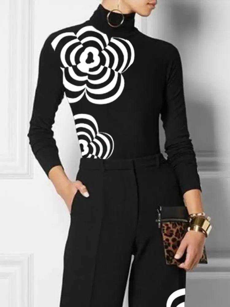 Top Manga Larga Estampado Floral