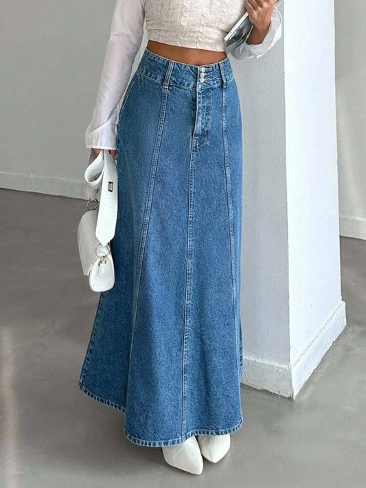 Falda Midi Larga Denim