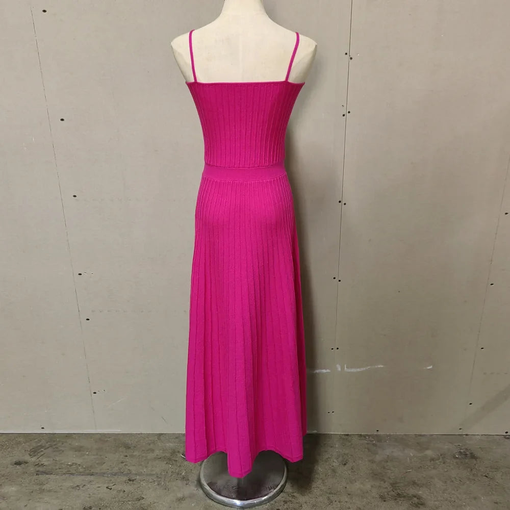 Vestido Largo de Punto Plisado