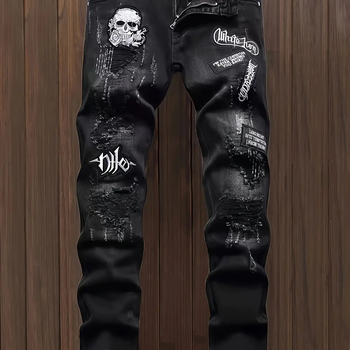 Vaqueros Patchwork de Calaveras para Hombre