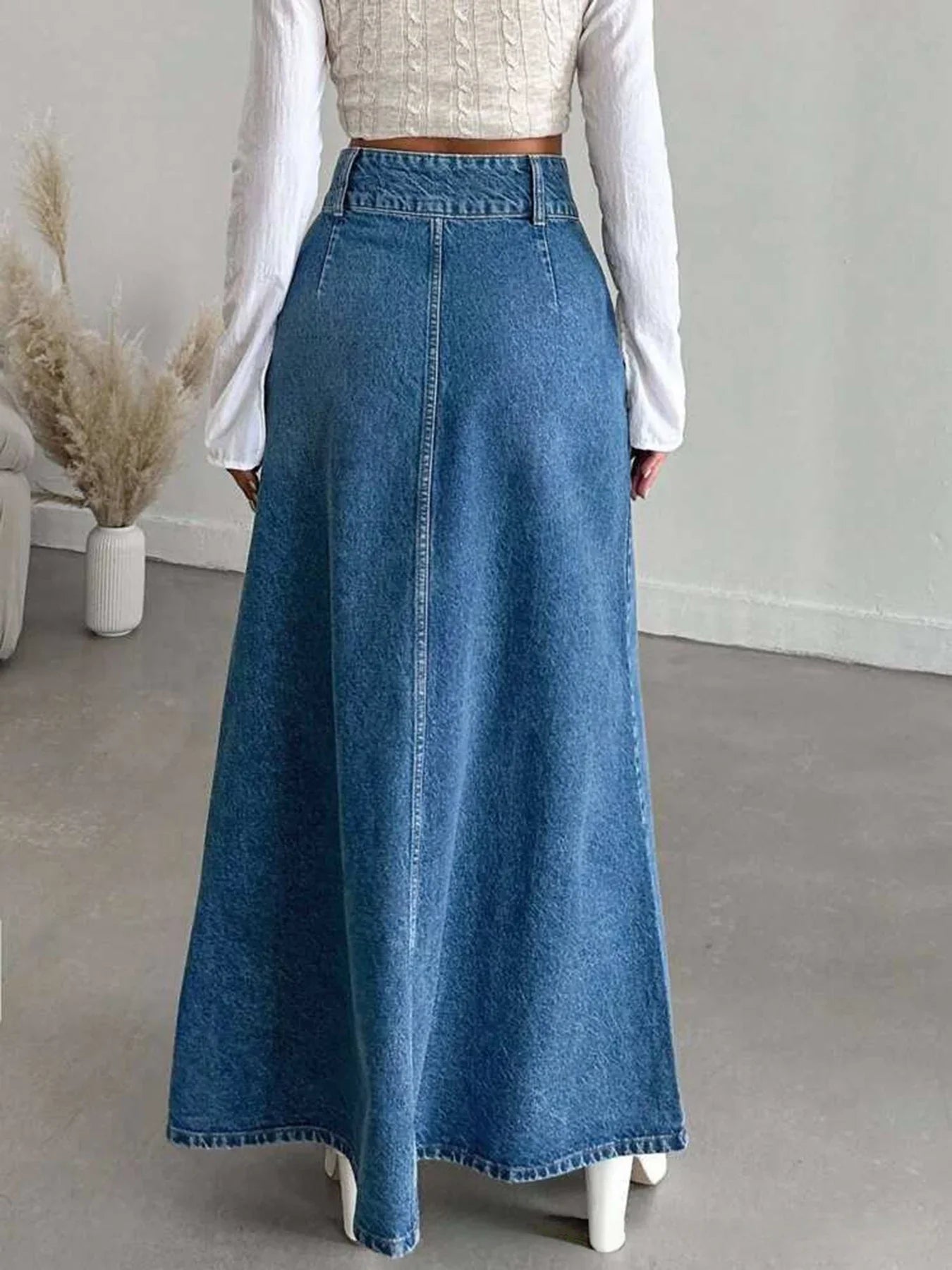 Falda Midi Larga Denim