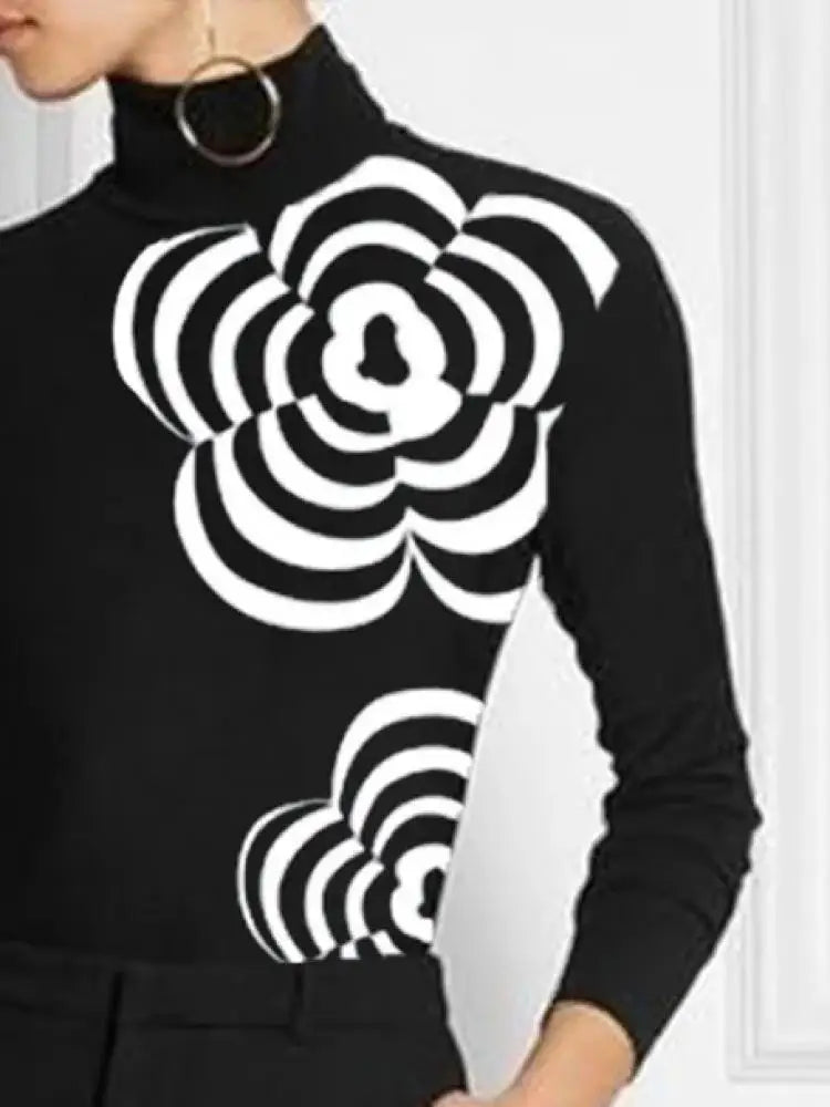 Top Manga Larga Estampado Floral
