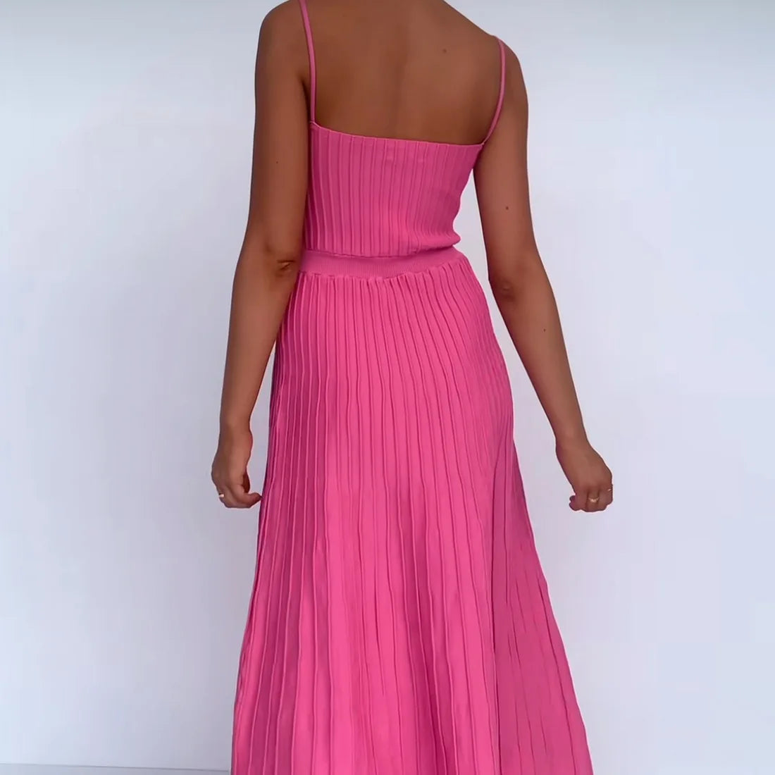 Vestido Largo de Punto Plisado