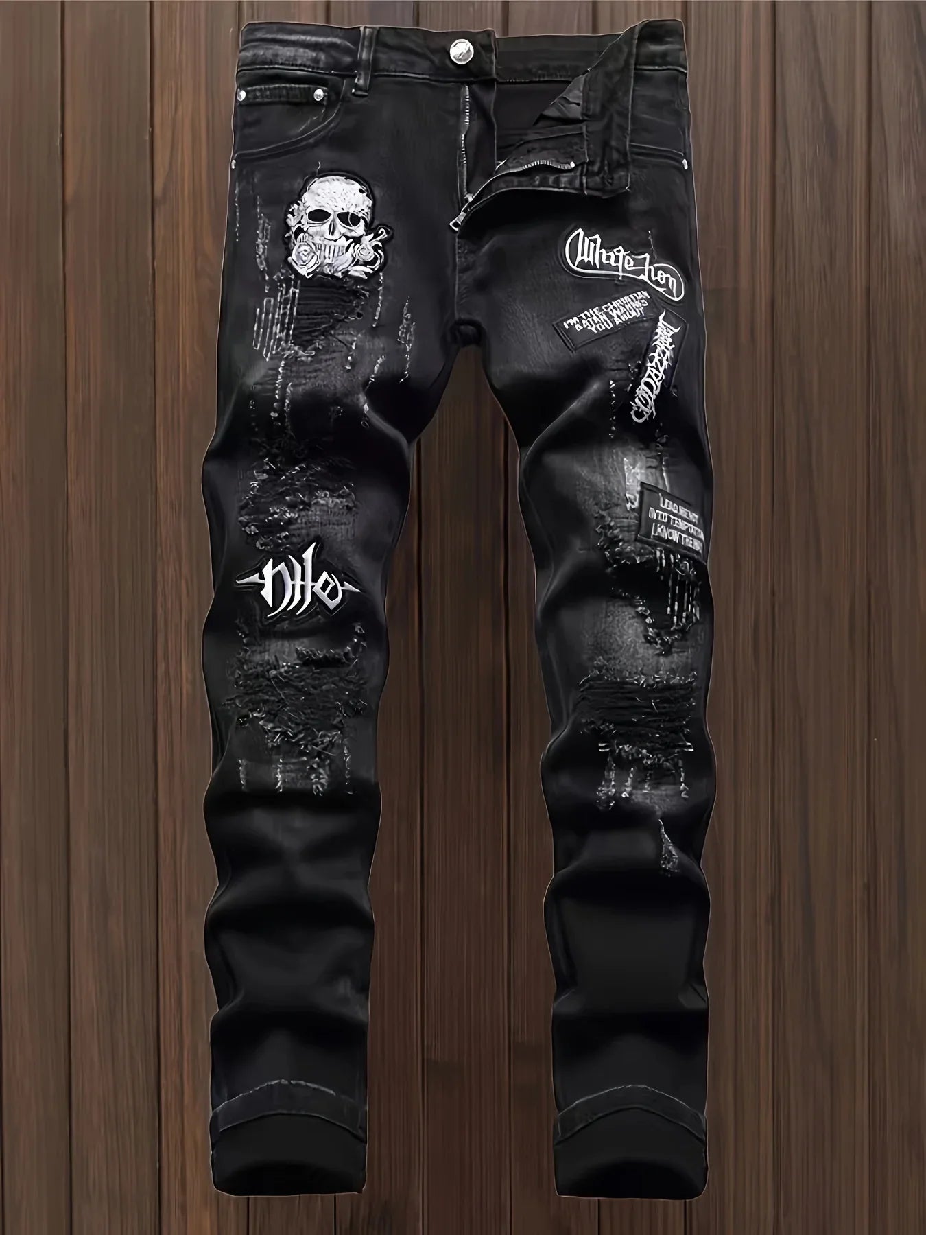 Vaqueros Patchwork de Calaveras para Hombre