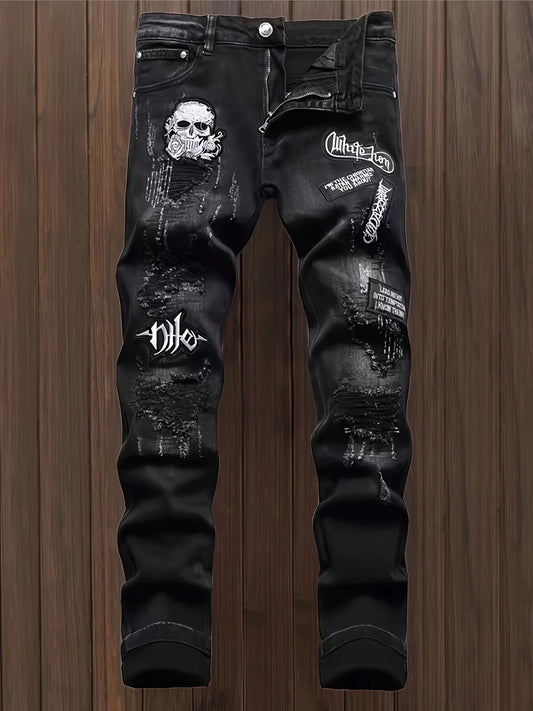 Vaqueros Patchwork de Calaveras para Hombre
